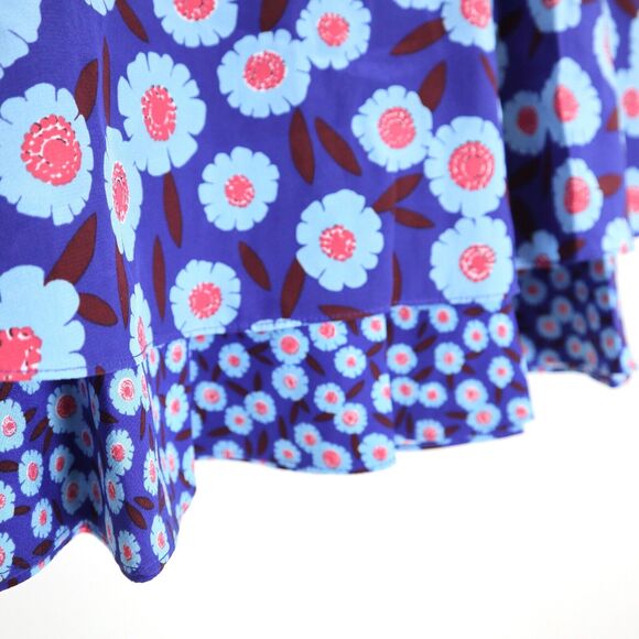 Kate Spade New York Size 0 Silk Tangier Floral Double Layer Skirt Cobalt Blue - Picture 6 of 10